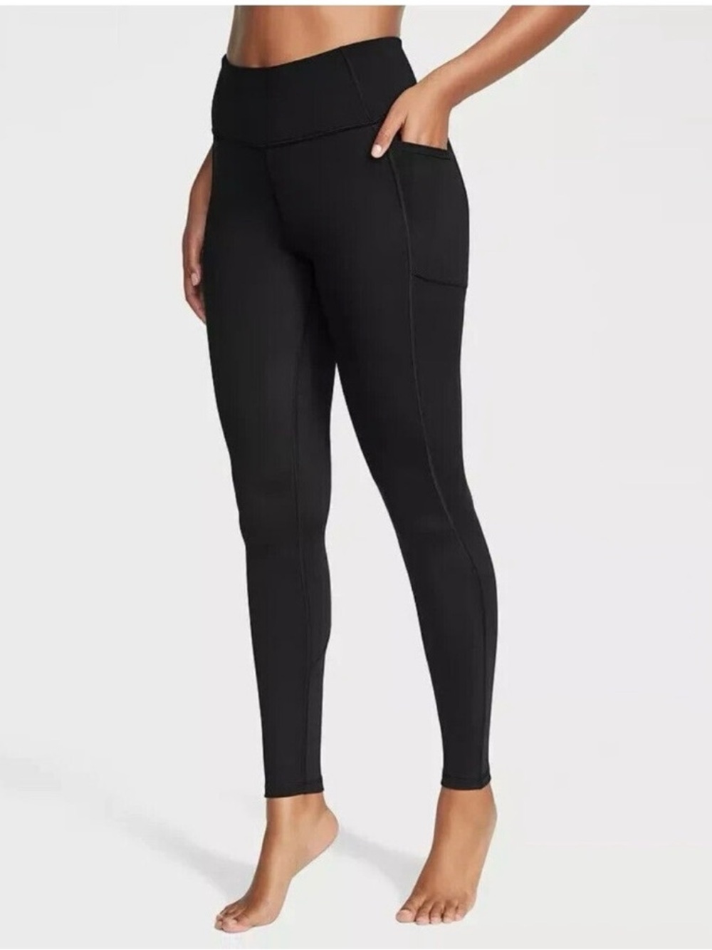 Victoria’s Secret Sport Black Flow On Point High Rise Pocket 7/8 Leggings Size 8